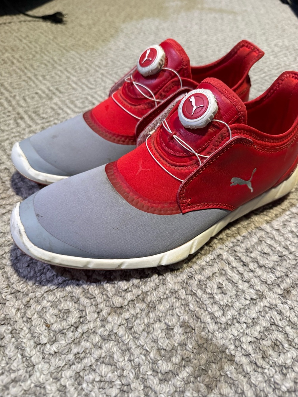 Puma  Red and Gray BOA-Style Slip-On Sneakers